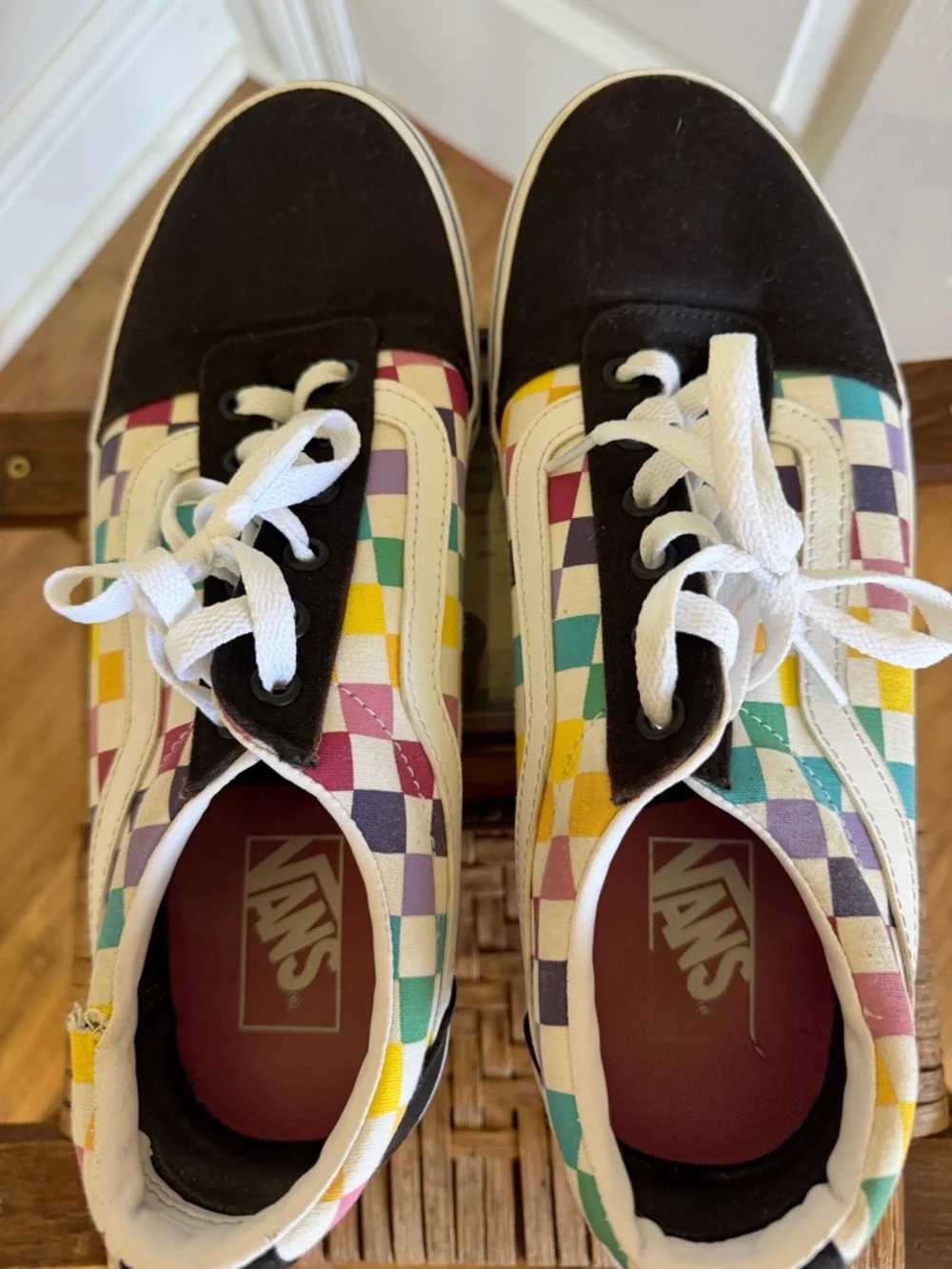 Vans Old Skool Colorblock Checkerboard Sneakers Women11 Multicolor Skate Shoes - Picture 4 of 7